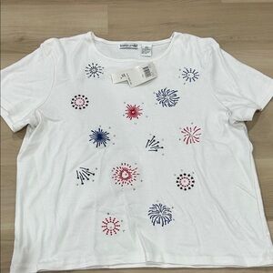 White Firework Embellished Women's Tee